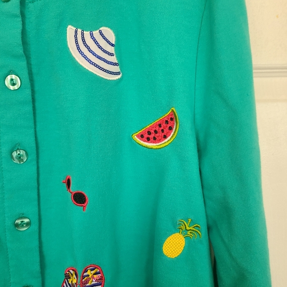 (495) Palm Harbor Woman's Long Sleeve Sweater, Size: Large Color: Green - Picture 7 of 11